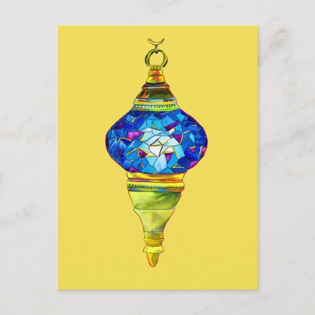 Carte Postale Lampes turques bleues mosaïque art aquarelle (Devant)