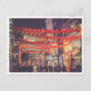 Carte Postale Lampions rouges de Chinatown à Londres la nuit Pho
