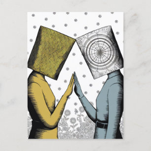 Carte Postale Lampshades sur leur tête Bleu et Jaune