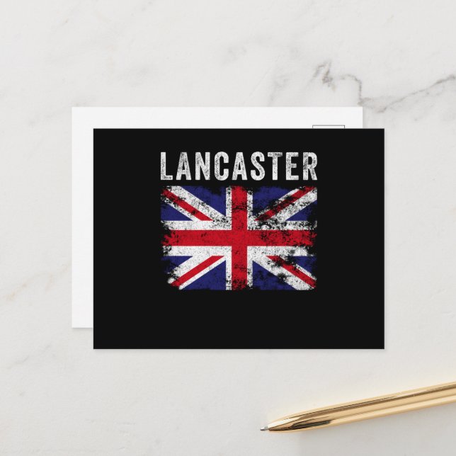 Carte Postale Lancaster UK Drapeau Angleterre Souvenir (Devant/Arrière en situation)