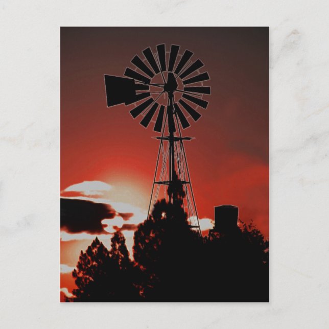Carte Postale L'ancien moulin au coucher du soleil (Devant)