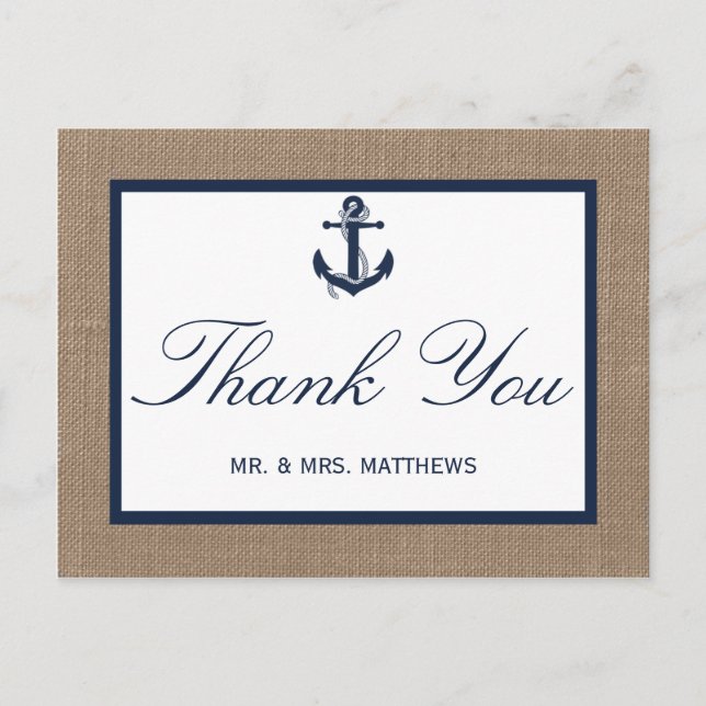 Carte Postale L'Ancre De La Marine Sur La Collection De Mariages (Devant)