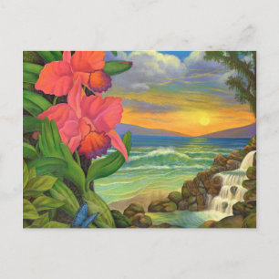 Carte Postale Landscape Fantasy Ocean Orchids Painting Seascape