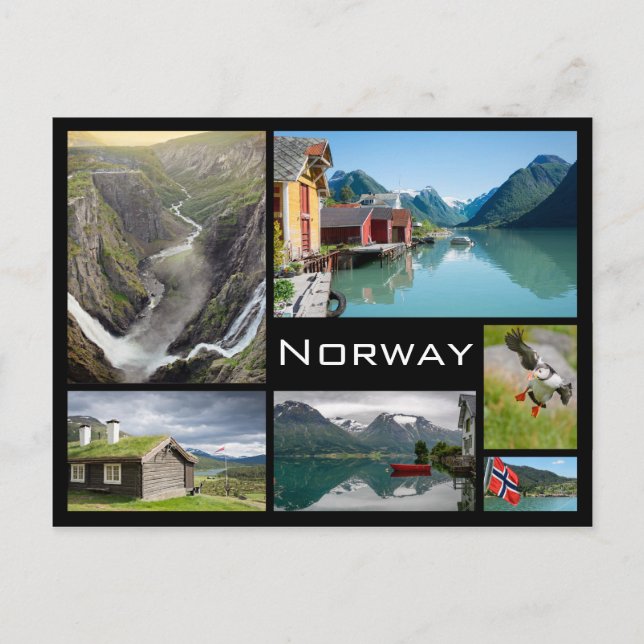 Carte Postale Landscapes à Norway black collage postcard (Devant)
