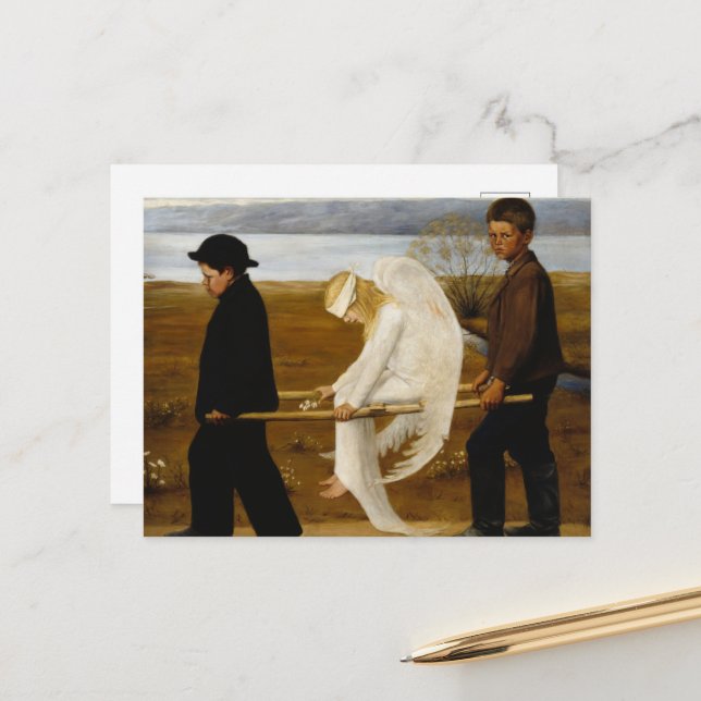 Carte Postale L'ange blessé par Hugo Simberg (Devant/Arrière en situation)