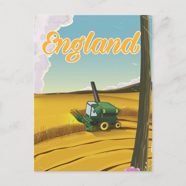 Carte Postale L'Angleterre combine moissonneuse affiche de voyag (Devant)