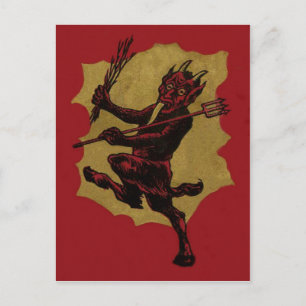 Carte Postale Langue du commutateur à fourche rouge Krampus