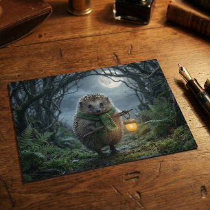 Carte Postale Lanterne Douce Hérisson de la Forêt   Pensées pour