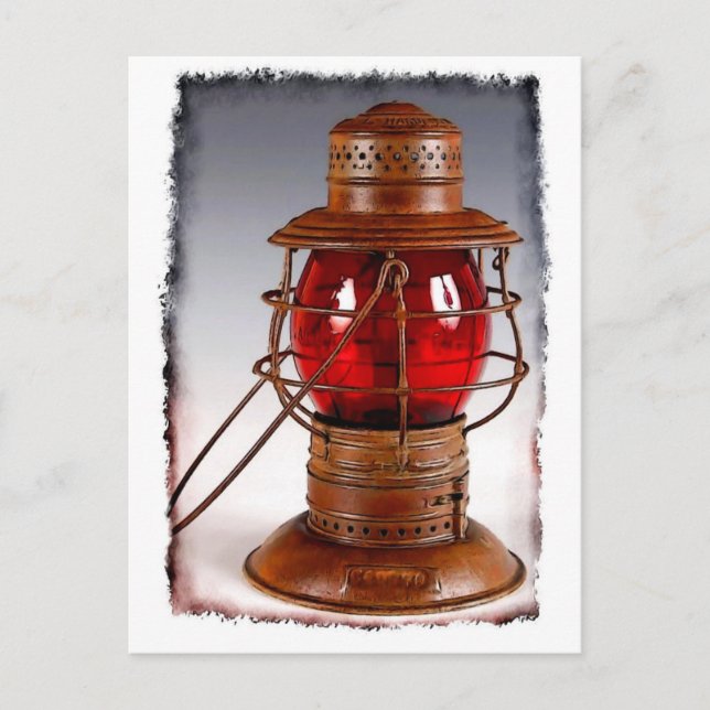 Carte Postale Lanterne ferroviaire rouge vintage (Devant)