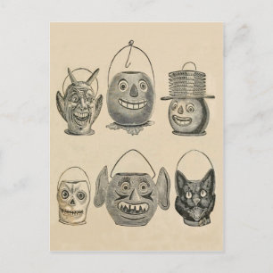 Carte Postale Lanterne Jack O' Chat noir Lanternes Vintages