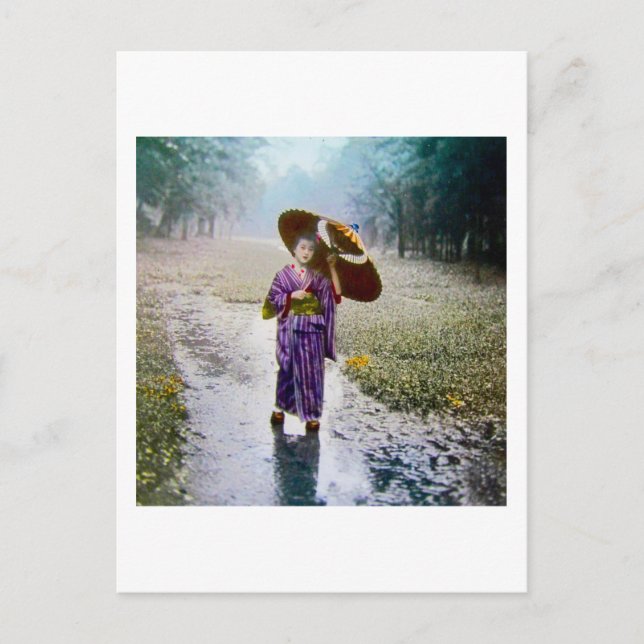 Carte Postale Lanterne magique en verre Diapositive UNE FILLE JA (Devant)
