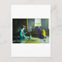 Lanterne magique japonaise Geisha couleur main vin