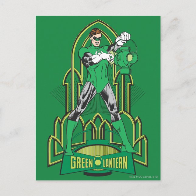 Carte Postale Lanterne verte sur arrière - plan décoratif (Devant)
