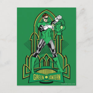 Carte Postale Lanterne verte sur arrière - plan décoratif