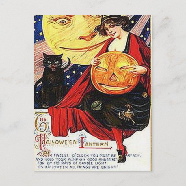 Carte Postale Lanterne Vintage d'Halloween KRW (Devant)