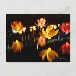 Carte Postale lanternes en forme de lotus pour la fête du milieu