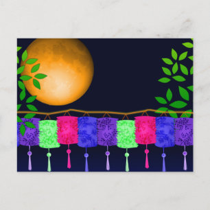 Carte Postale Lanternes et Pleine lune