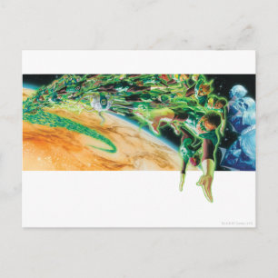 Carte Postale Lanternes vertes volant dans l'espace