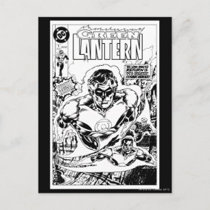 Carte Postale Lanternes vertes volantes, noir et blanc