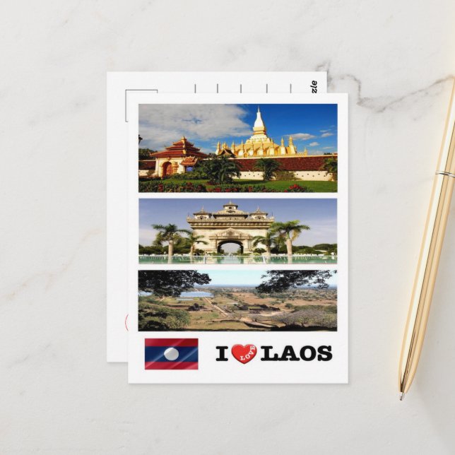 Carte Postale Laos - I Love - (Devant/Arrière en situation)