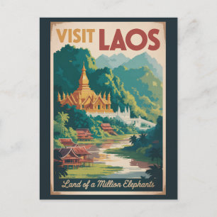 Carte Postale Laos Pha That Luang Illustration Voyage Art