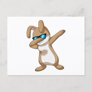 Carte Postale Lapin à la danse hip hop dab