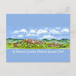 Carte Postale Lapin À Regarder Les Nuages Fun Aquarelle Art P