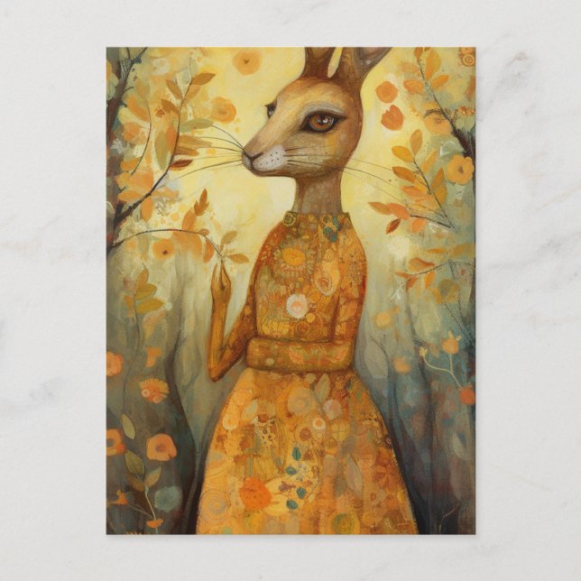 Carte Postale Lapin adorable Folkart (Devant)