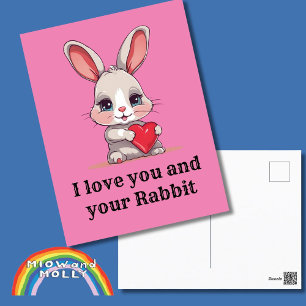 Carte Postale Lapin amour Valentine lapin propriétaire de animal
