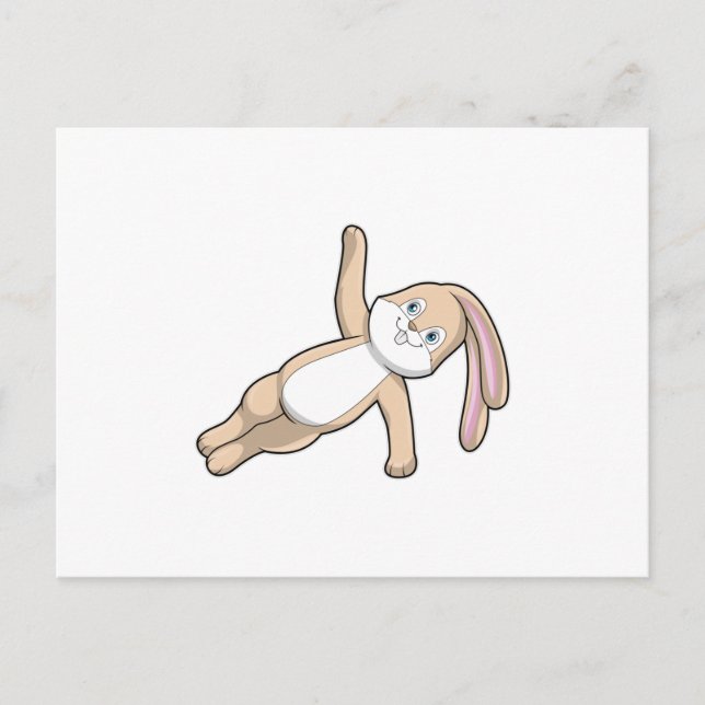 Carte Postale Lapin au yoga s'étirant (Devant)