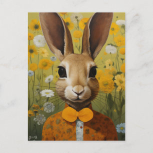Carte Postale Lapin avec Bowtie orange