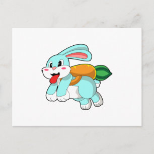 Carte Postale Lapin avec carotte comme fusée