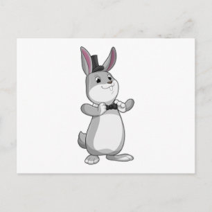 Carte Postale Lapin avec chapeau haut-de-forme et noeud papillon
