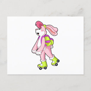 Carte Postale Lapin avec des patins à roulettes