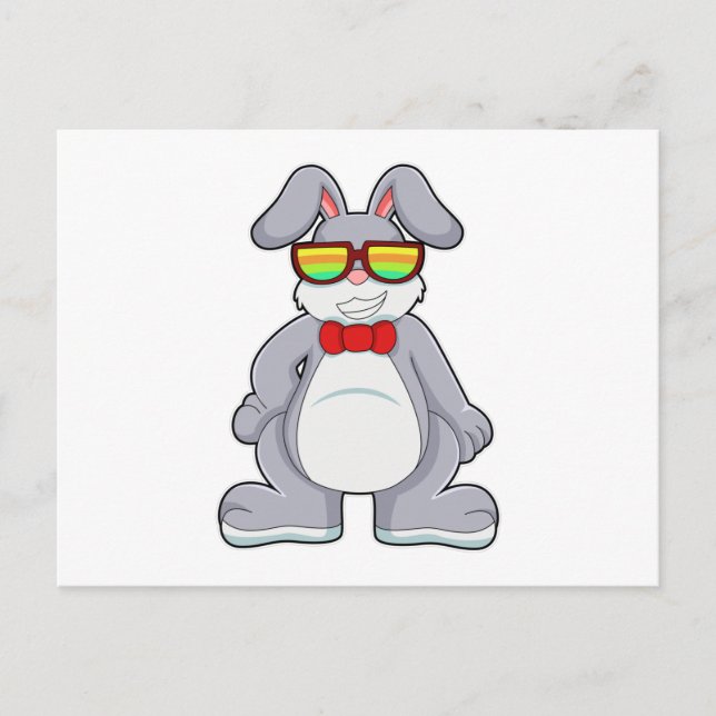 Carte Postale Lapin avec lunettes de soleil et Cravate (Devant)
