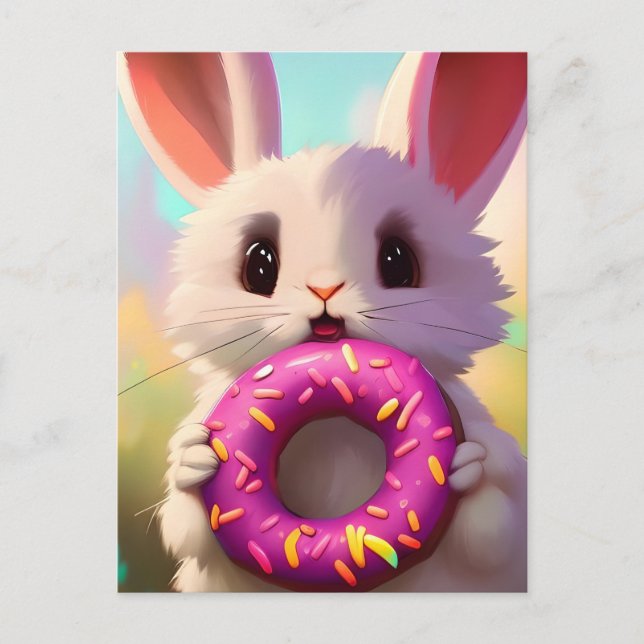 Carte Postale Lapin avec noisette (Devant)