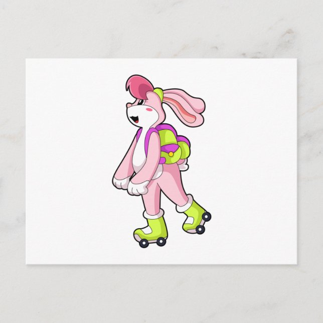 Carte Postale Lapin avec roulettes (Devant)