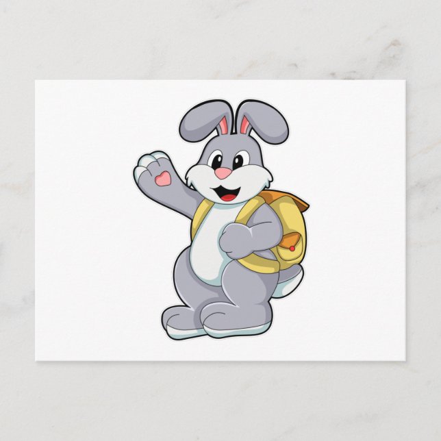 Carte Postale Lapin avec sac à dos (Devant)