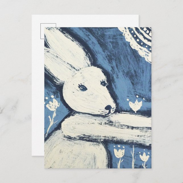 Carte Postale Lapin blanc (Devant / Derrière)
