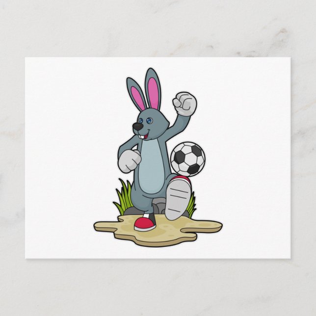 Carte Postale Lapin comme joueur de football avec Soccer (Devant)
