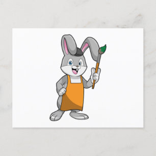 Carte Postale Lapin comme Peintre avec pinceau