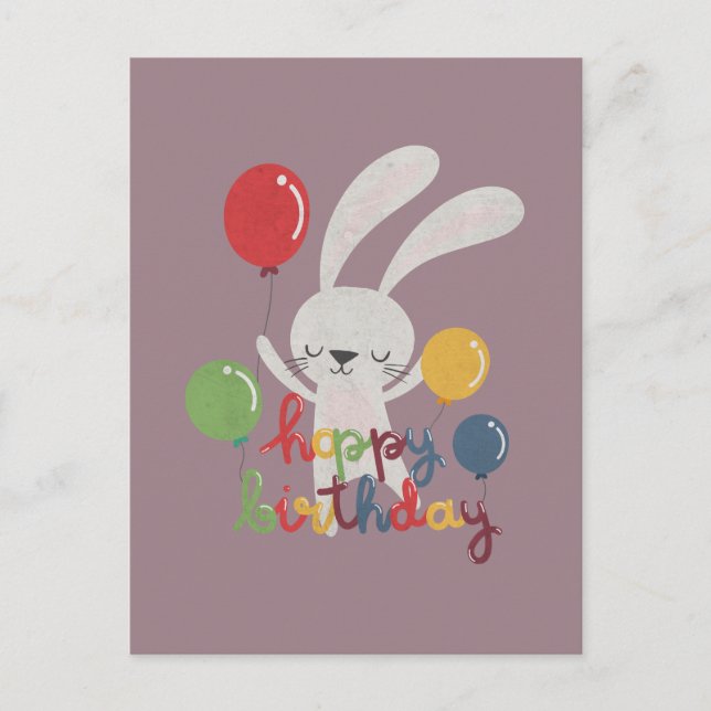 Carte Postale Lapin d'anniversaire jeu de mots : Joyeux Annivers (Devant)