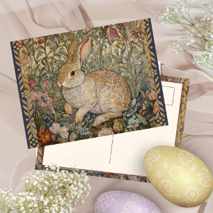 Carte Postale Lapin dans un jardin anglais de style William Morr