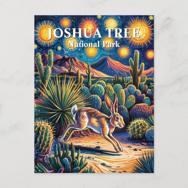Carte Postale Lapin de Joshua Tree Van Gogh Désert Faune (Devant)