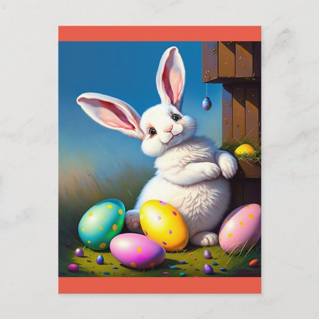 Carte Postale lapin de pâques heureux (Devant)
