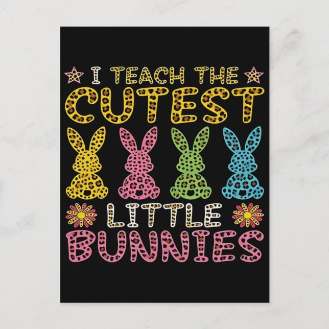Carte Postale Lapin de Pâques Œufs Carreaux Léopard T-Shirt Tri- (Devant)
