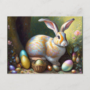 Carte Postale lapin de pâques vieux style