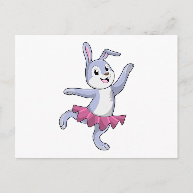 Carte Postale Lapin en ballerine au ballet (Devant)