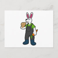 Lapin en fermier avec carotte et chapeau