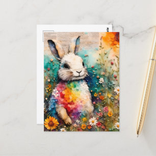 Carte Postale Lapin en Fleur sauvage